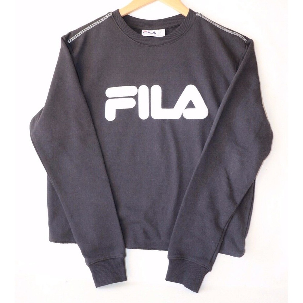Fila Crop Top Crewneck Sweater Soccer Gym Tennis Workout Sweatershirt Women Med